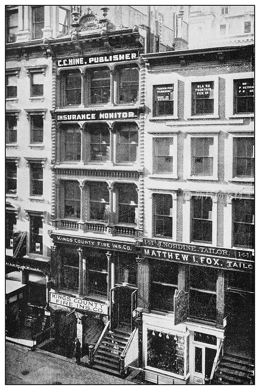 纽约的古董黑白照片:C. C. HINE，出版商，保险监控器